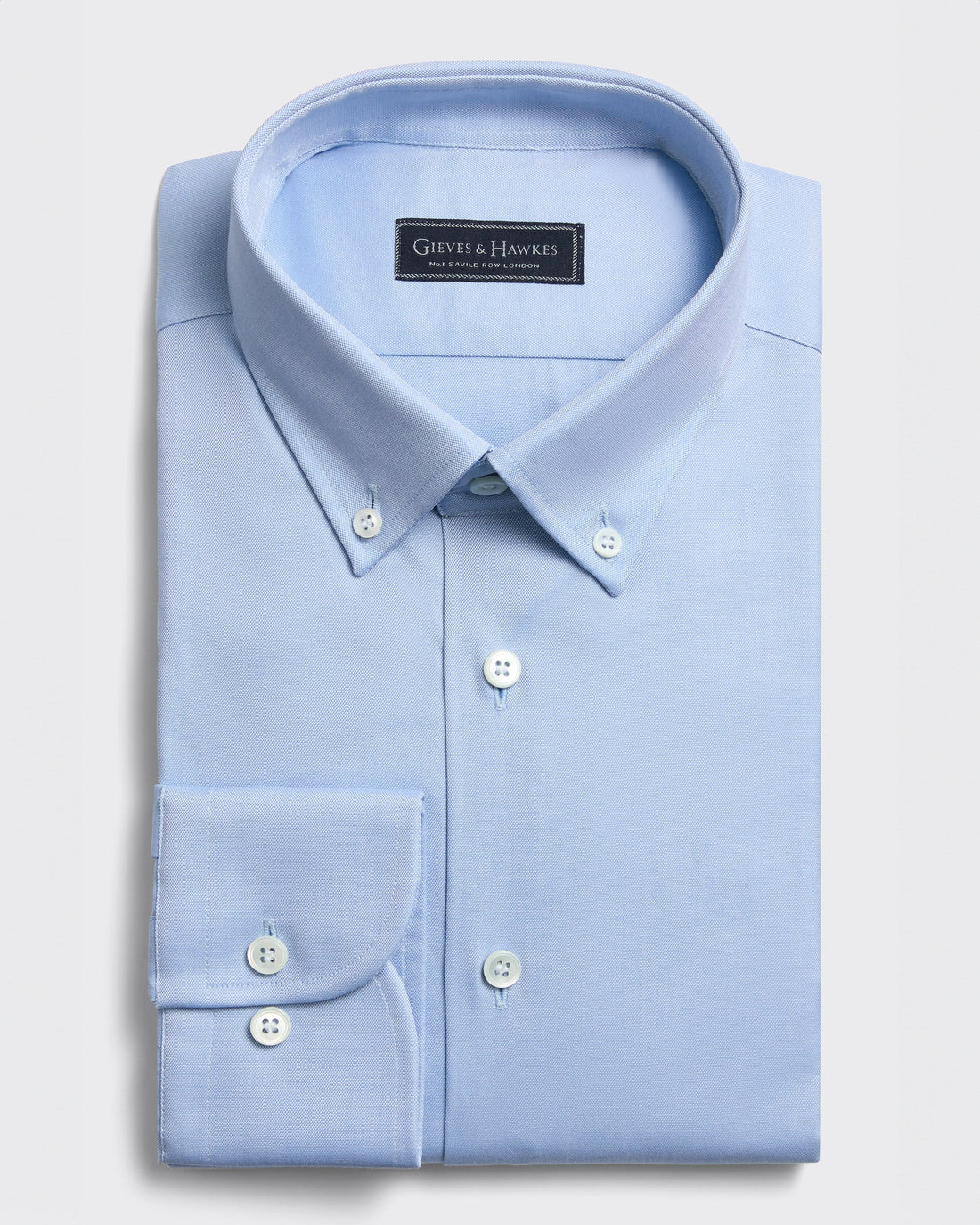 Lilburn Oxford Cotton Button-Down Single Cuff Shirt Blue