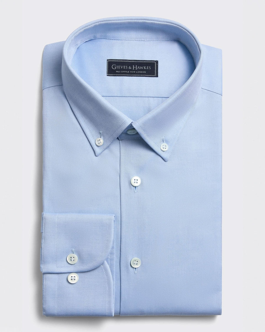 Lilburn Oxford Cotton Button-Down Single Cuff Shirt Blue