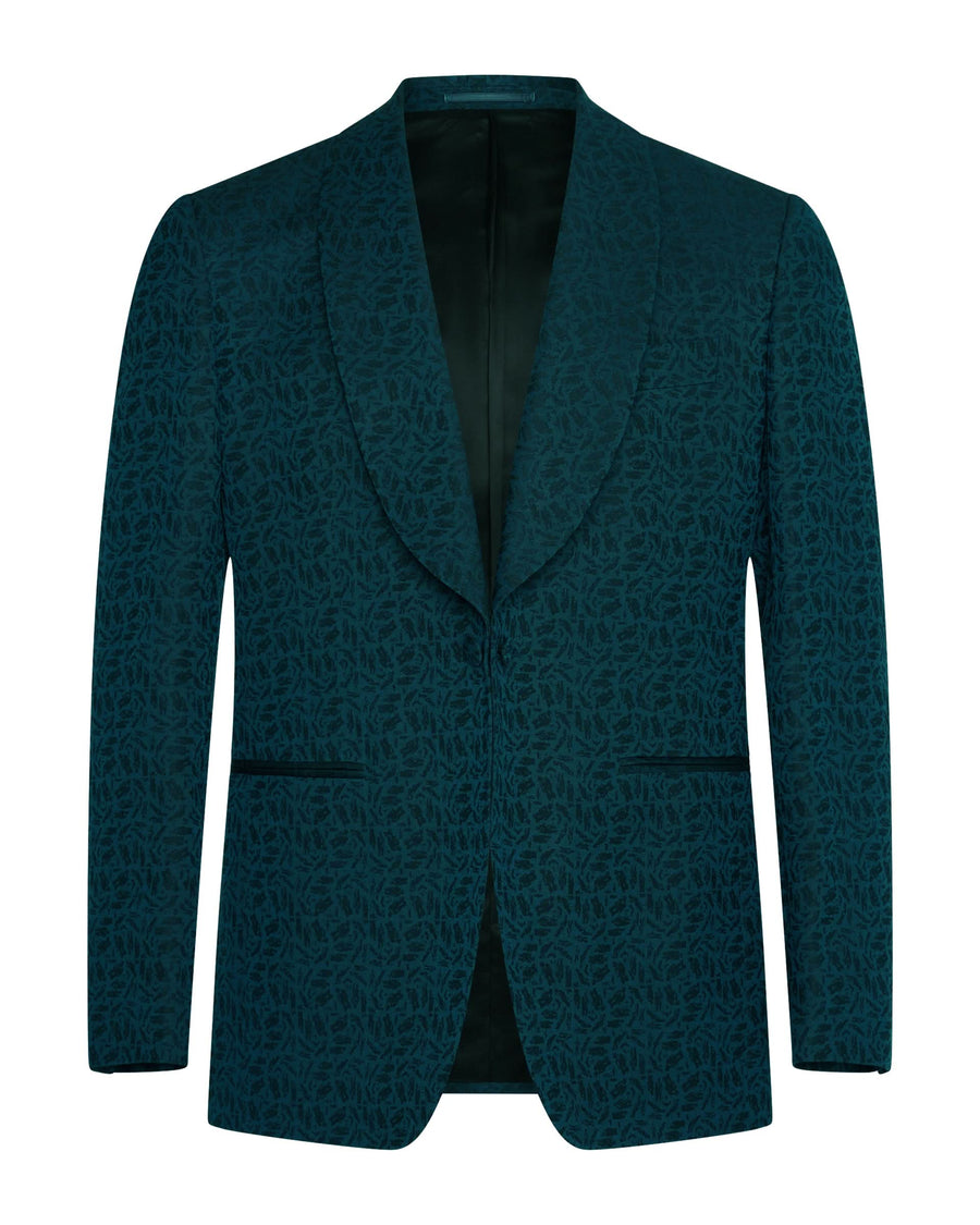 Vincent Wool & Linen Portsmouth Man Jacquard Dress Jacket Teal