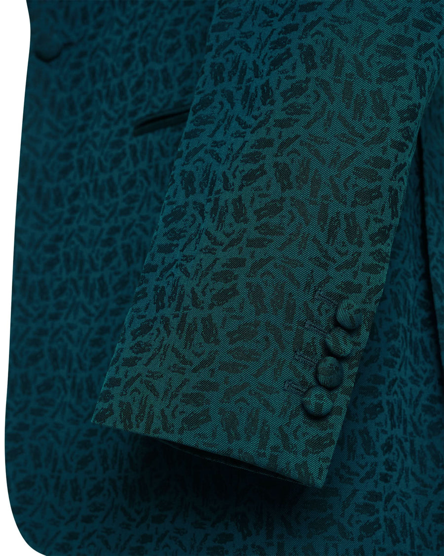 Vincent Wool & Linen Portsmouth Man Jacquard Dress Jacket Teal