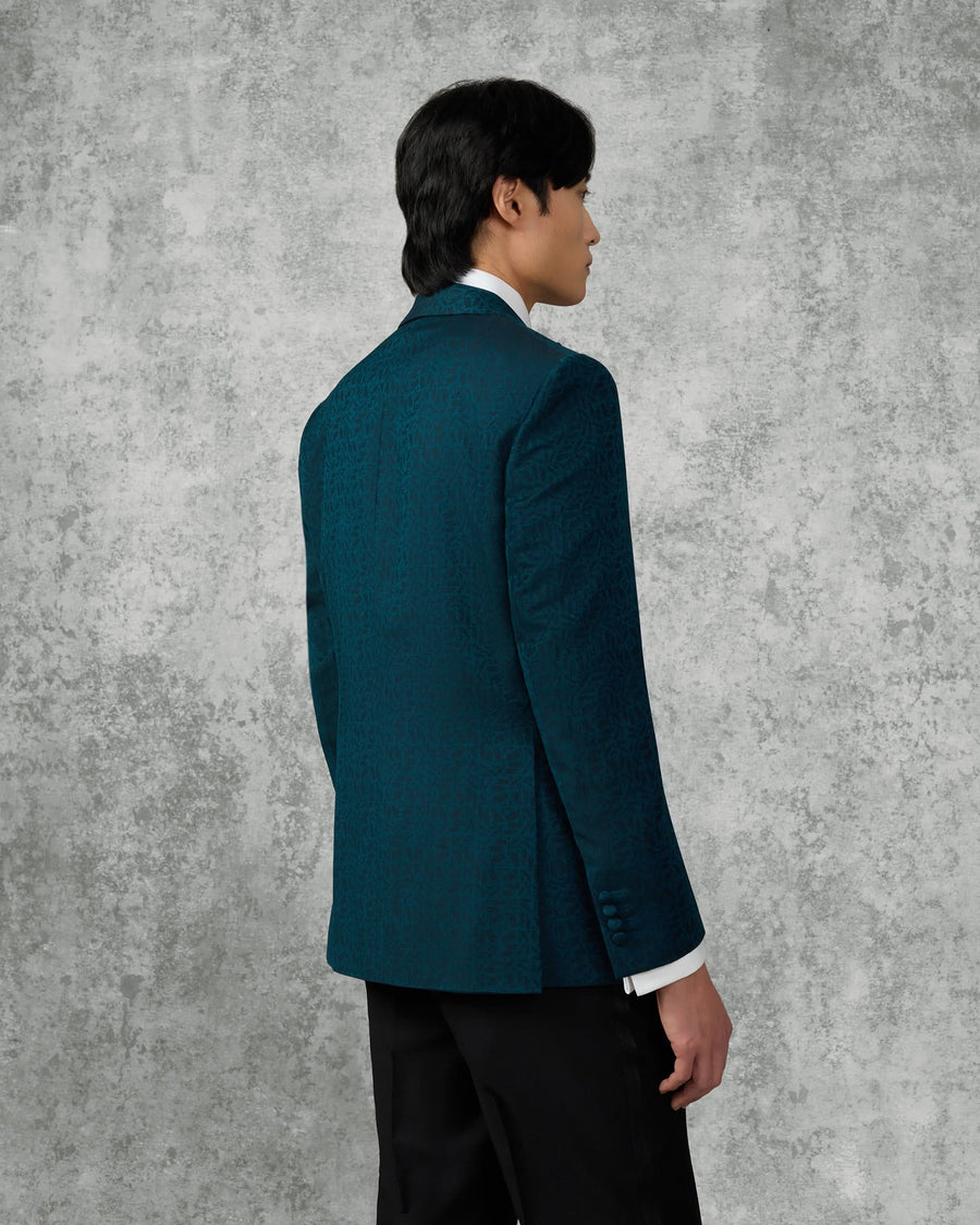 Vincent Wool & Linen Portsmouth Man Jacquard Dress Jacket Teal