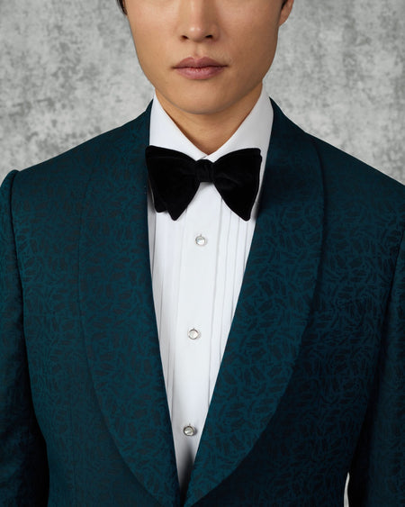 Vincent Wool & Linen Portsmouth Man Jacquard Dress Jacket Teal