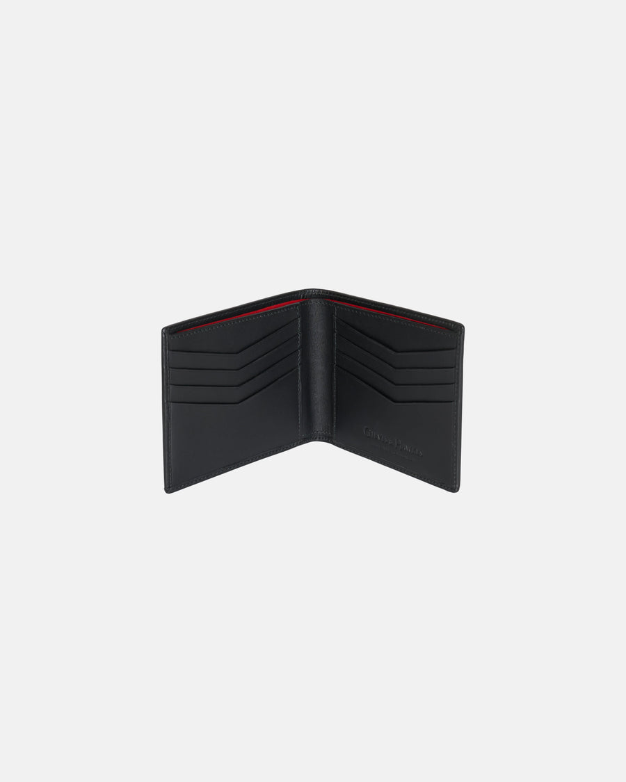 Checked Flannel And Leather Billfold Wallet Black
