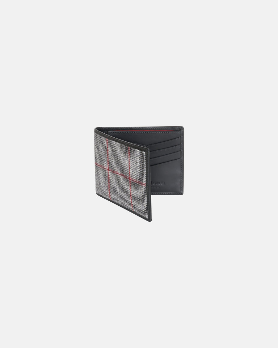 Checked Flannel And Leather Billfold Wallet Black