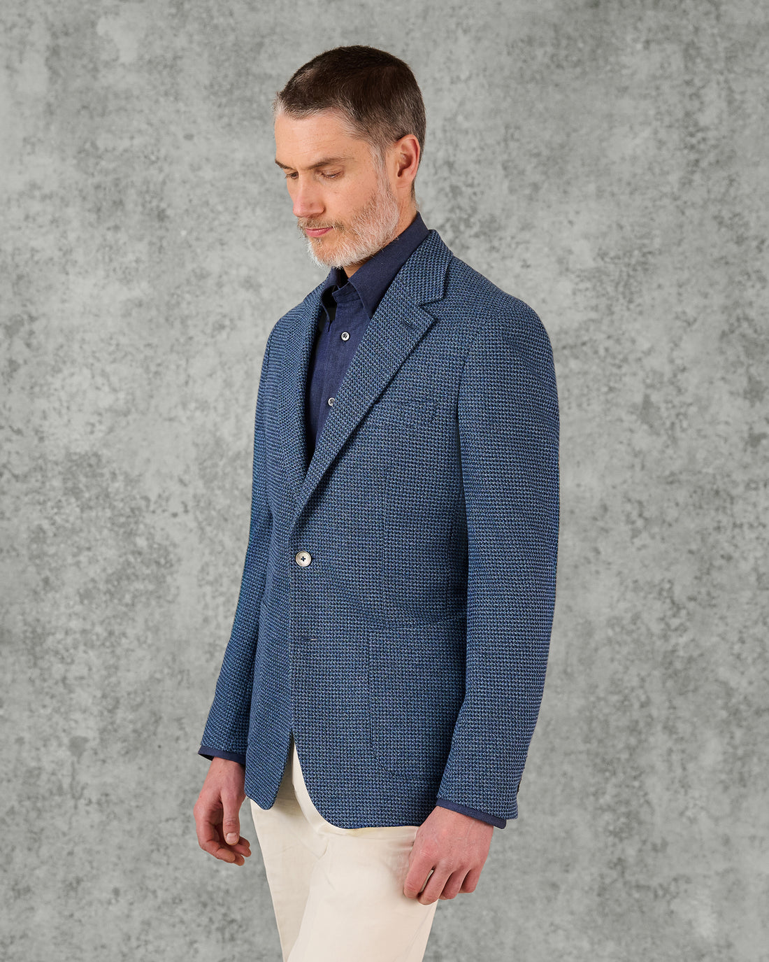 Wallis Cotton Jersey Check Blazer Blue