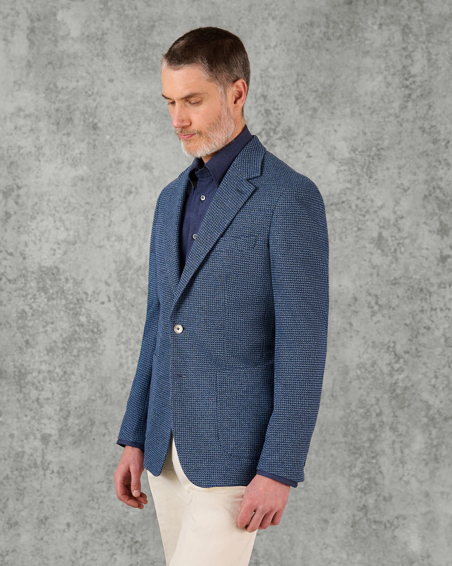 Wallis Cotton Jersey Check Blazer Blue