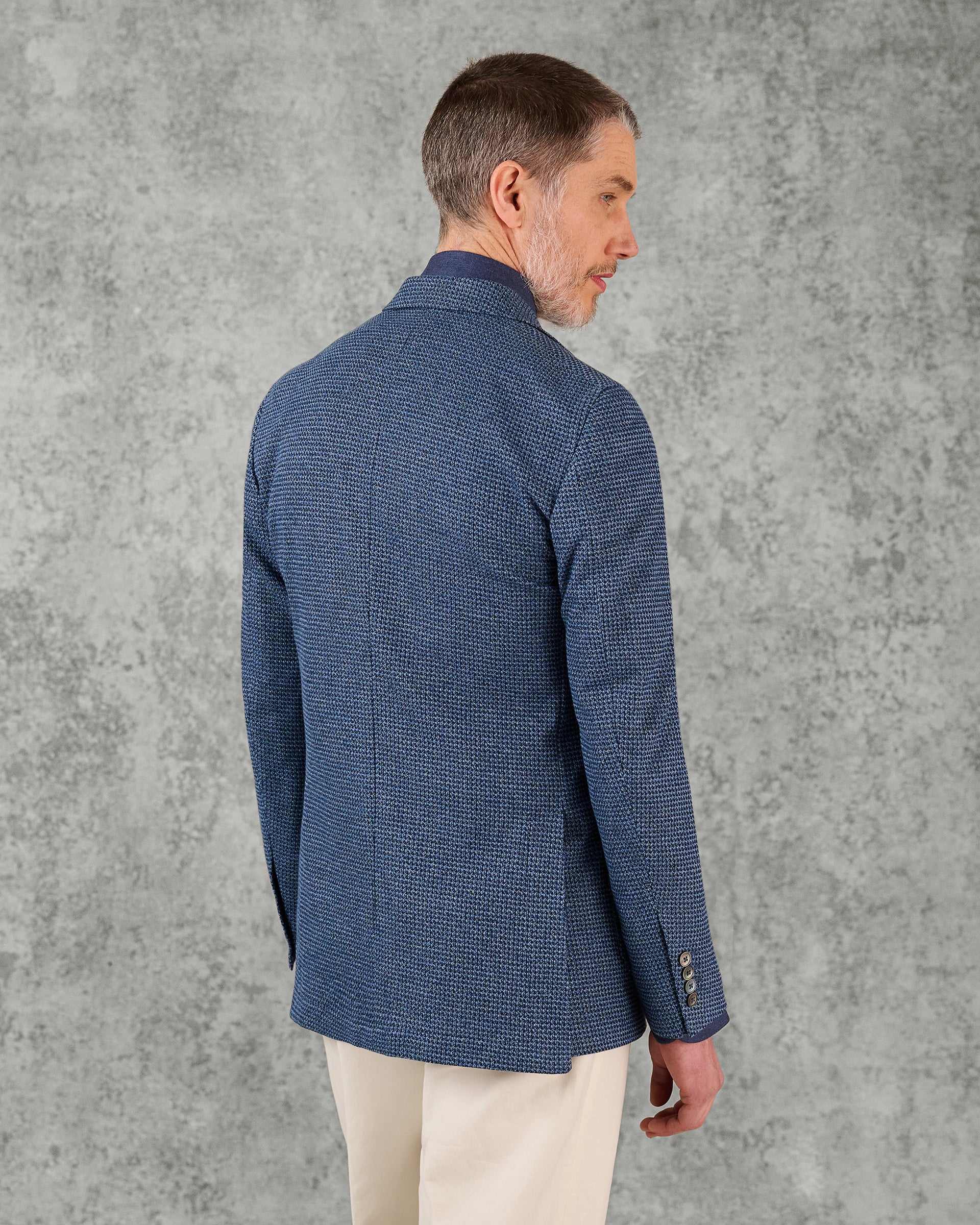 Wallis Cotton Jersey Check Blazer Blue