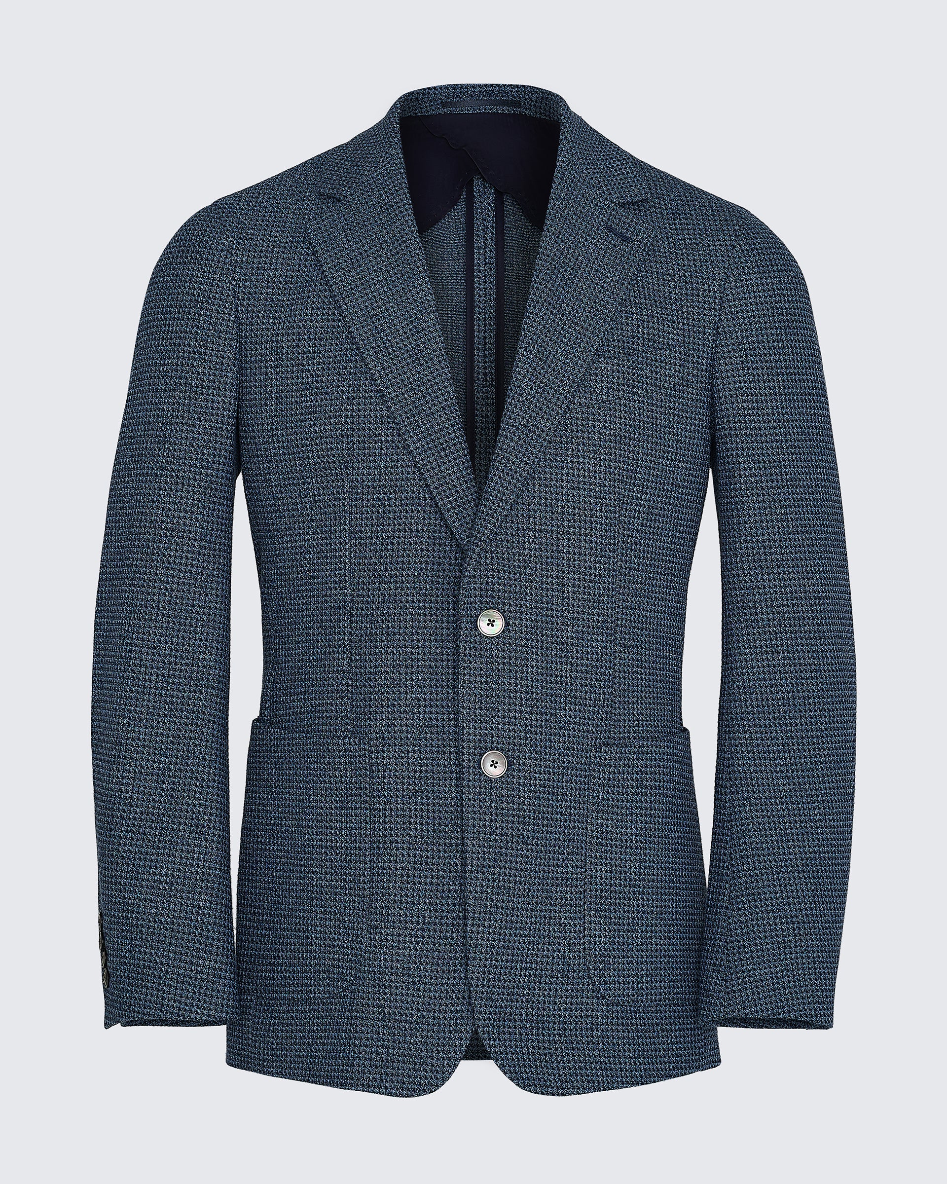 Wallis Cotton Jersey Check Blazer Blue