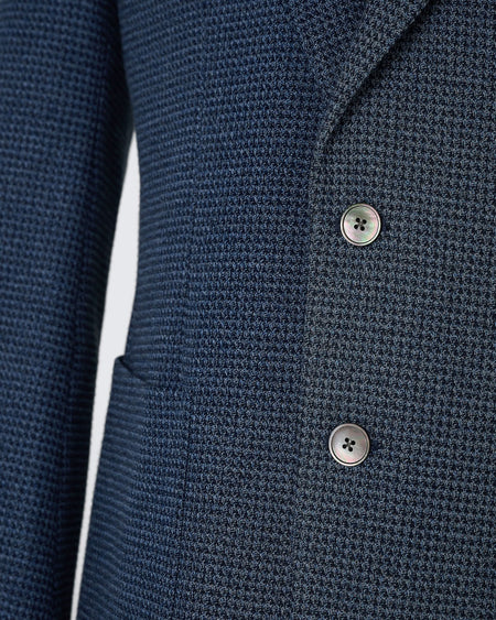 Wallis Cotton Jersey Check Blazer Blue