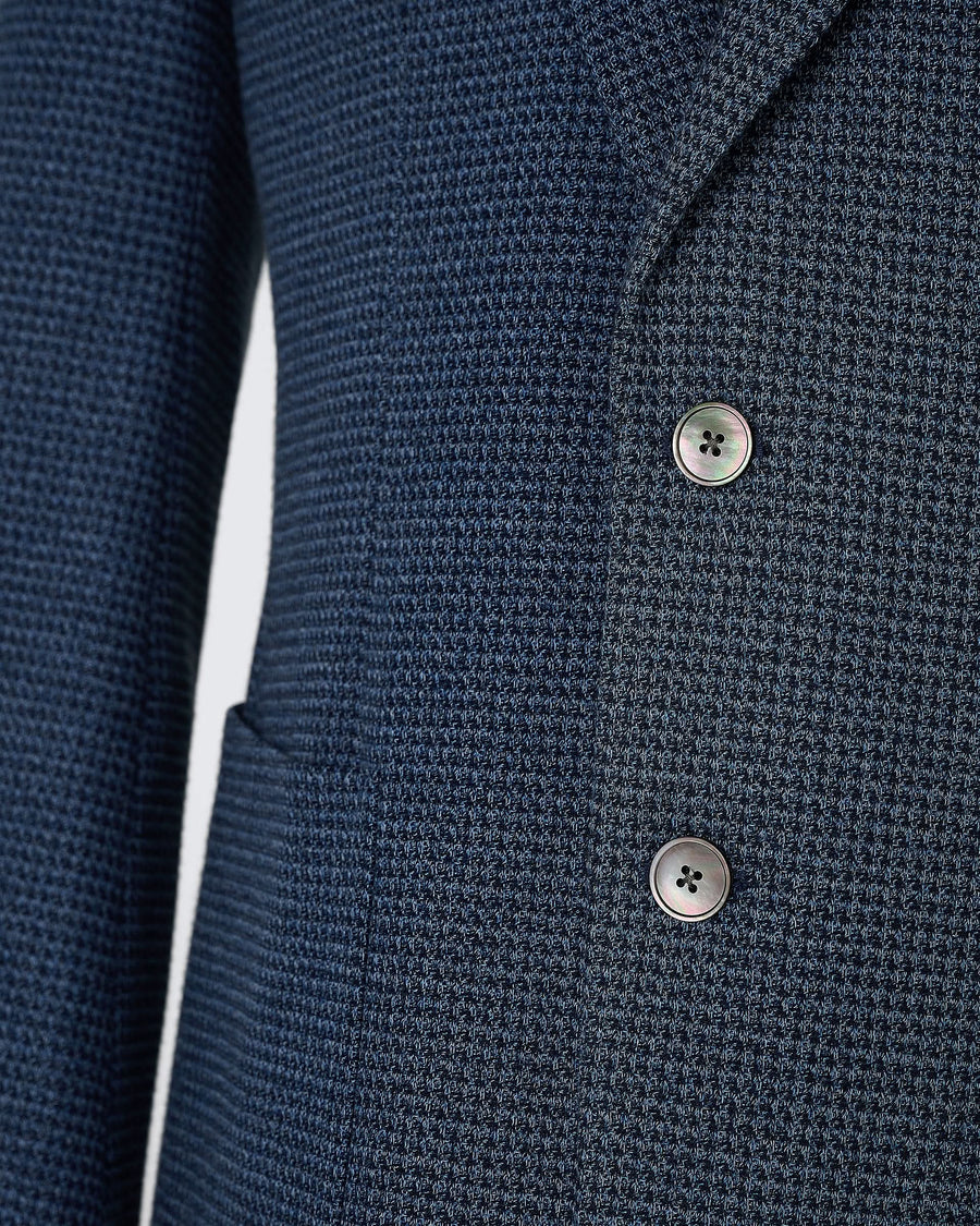 Wallis Cotton Jersey Check Blazer Blue