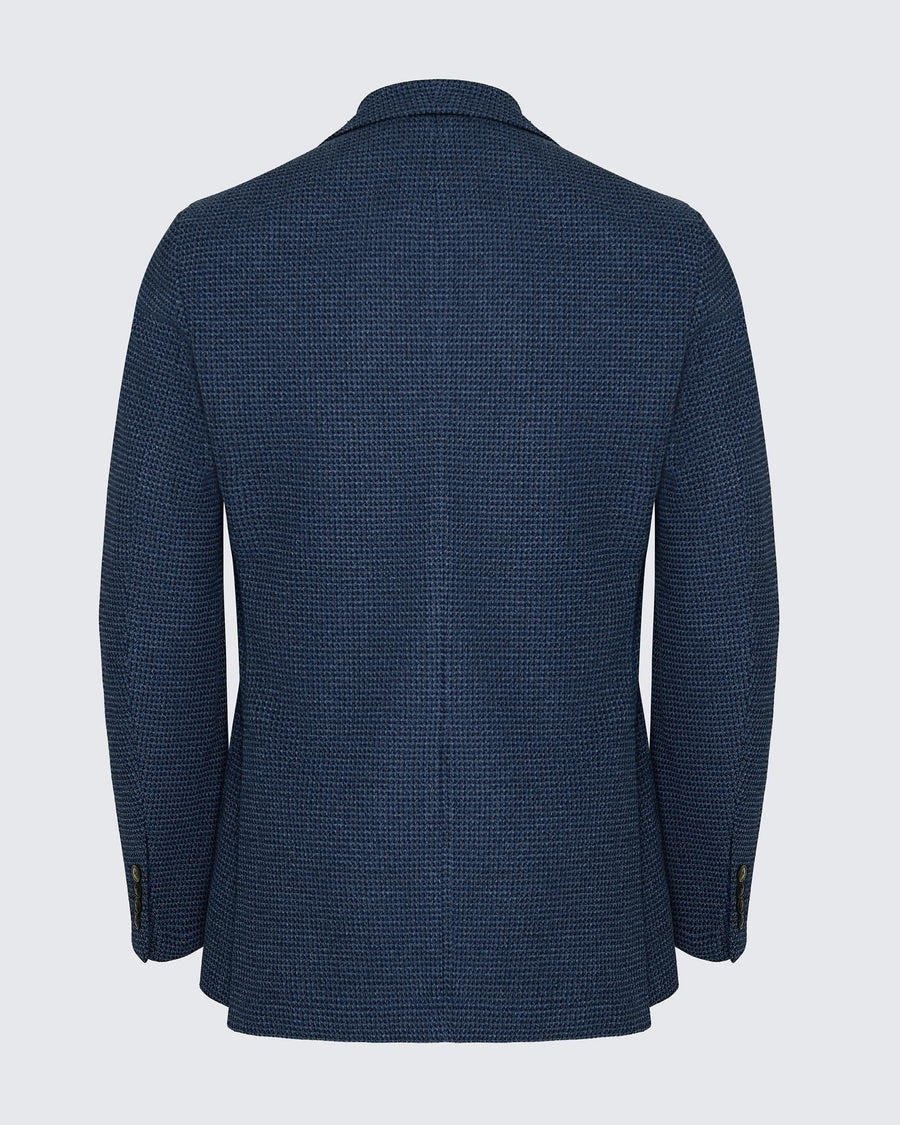 Wallis Cotton Jersey Check Blazer Blue