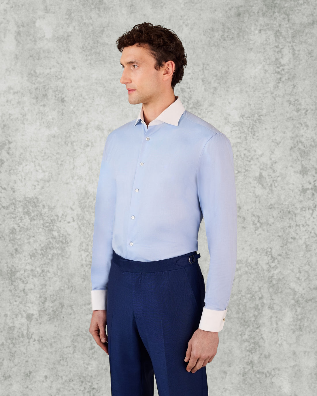 Warren Cotton Double Cuff Shirt Blue