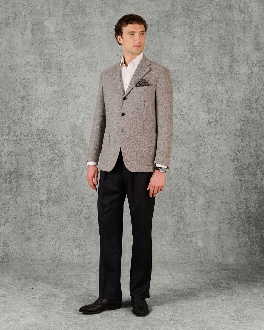 Weiss Wool Herringbone Blazer Gray