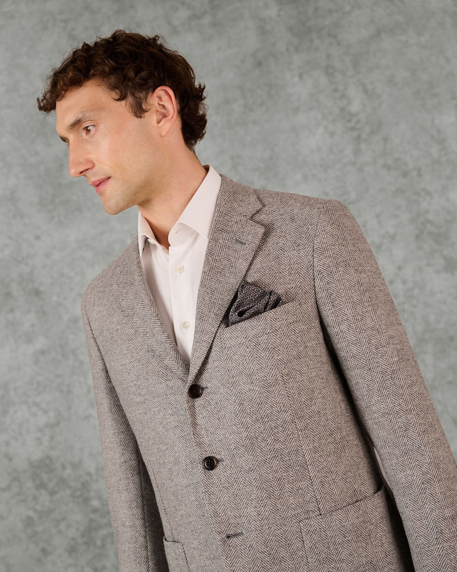 Weiss Wool Herringbone Blazer Gray