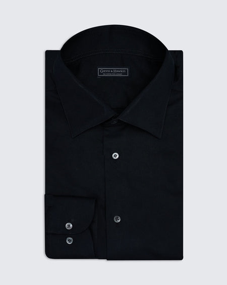Whitton Single Cuff Cotton Dress Shirt Black