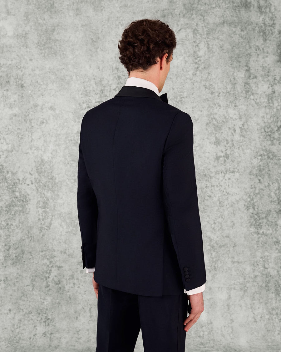 Weldon Wool Mohair Barathea Shawl Tuxedo Jacket Navy