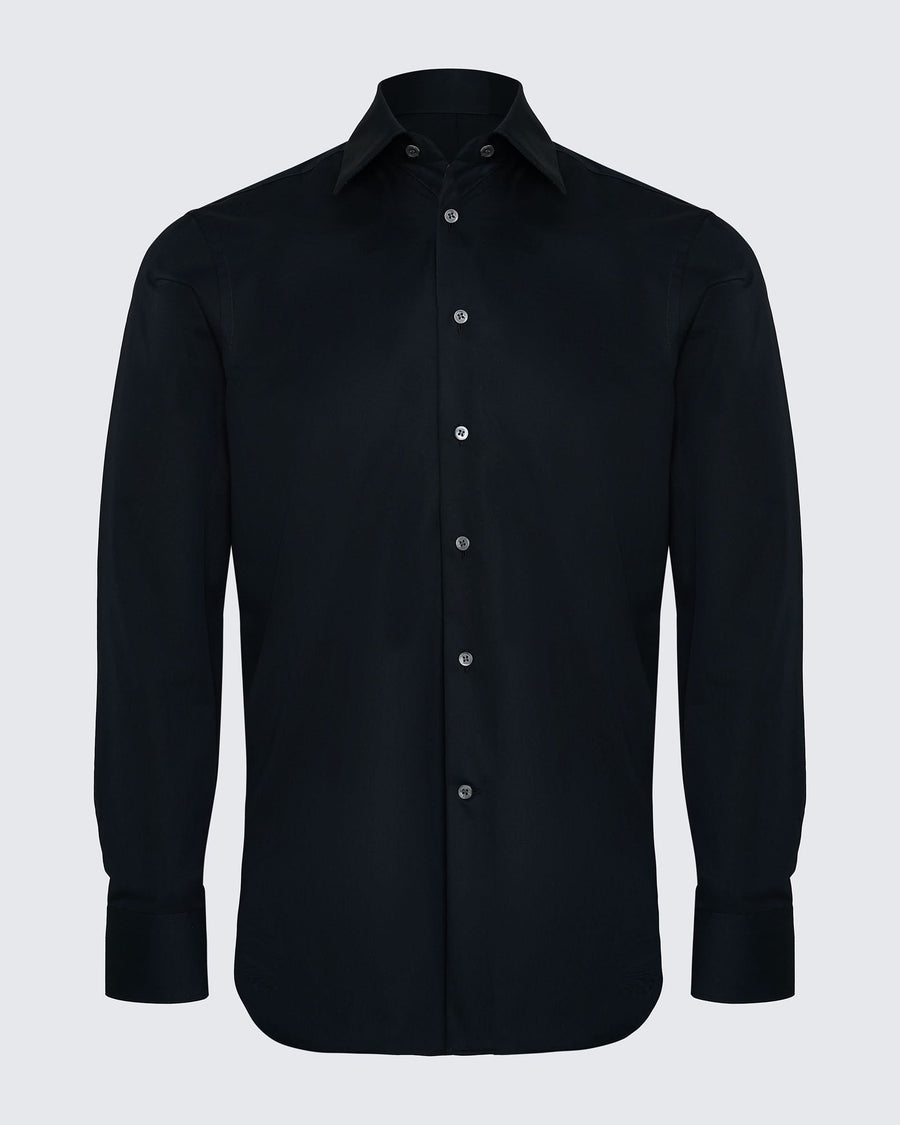 Whitton Single Cuff Cotton Dress Shirt Black