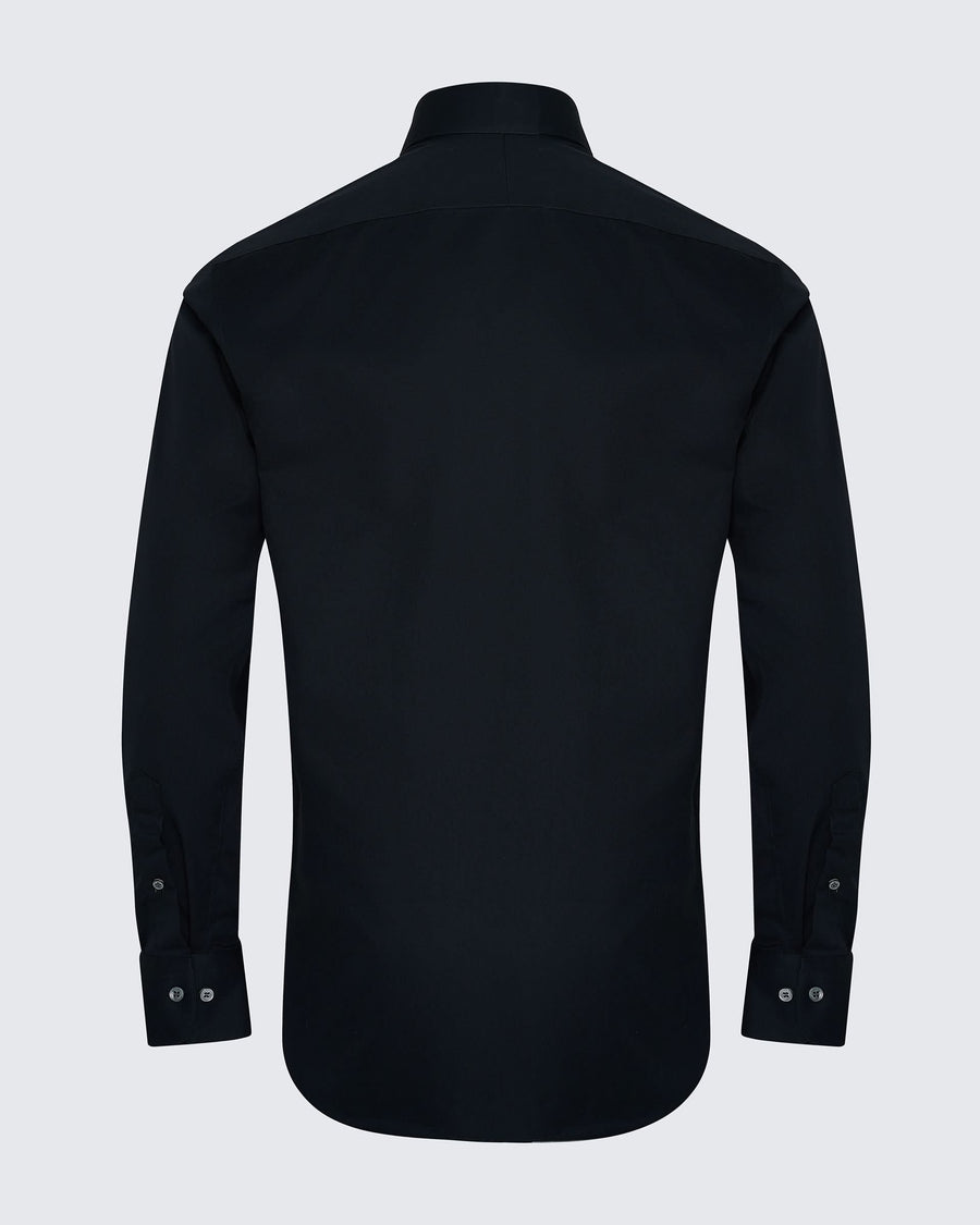 Whitton Single Cuff Cotton Dress Shirt Black