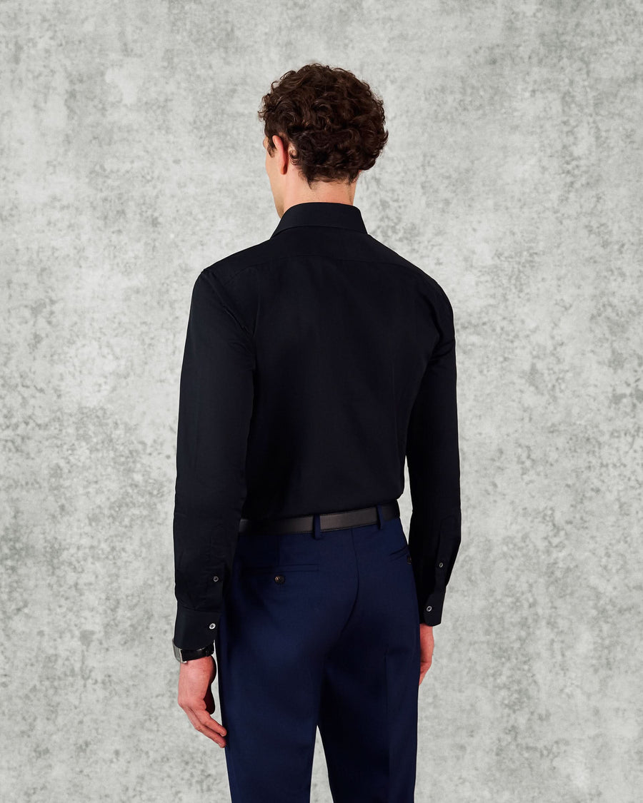 Whitton Single Cuff Cotton Dress Shirt Black