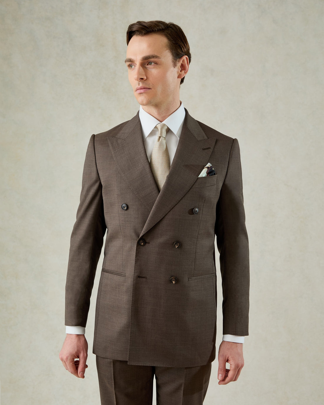 Burton Wool &amp; Cashmere Double Breasted Peak Jacket Dark Brown