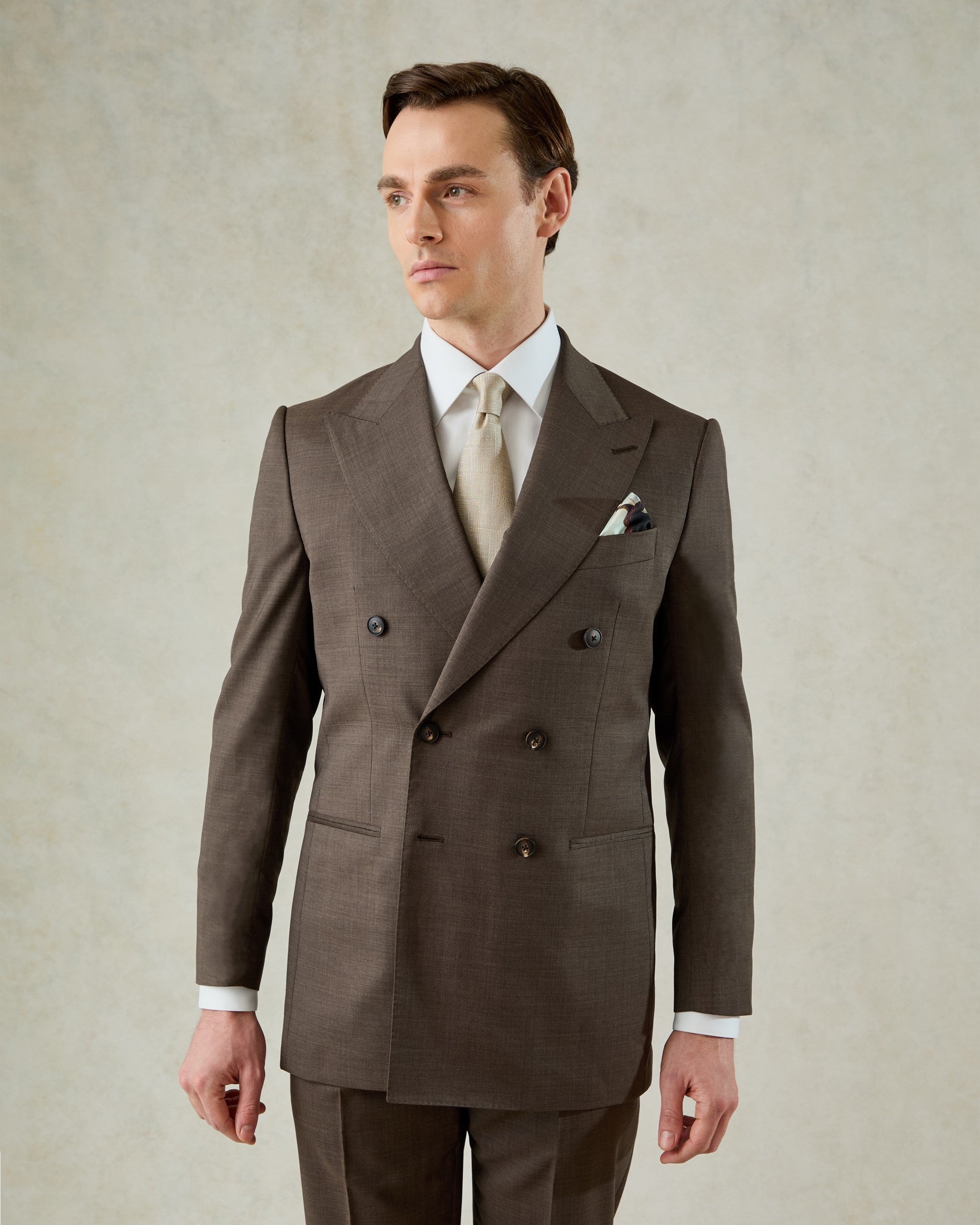 Burton Wool &amp; Cashmere Double Breasted Peak Jacket Dark Brown